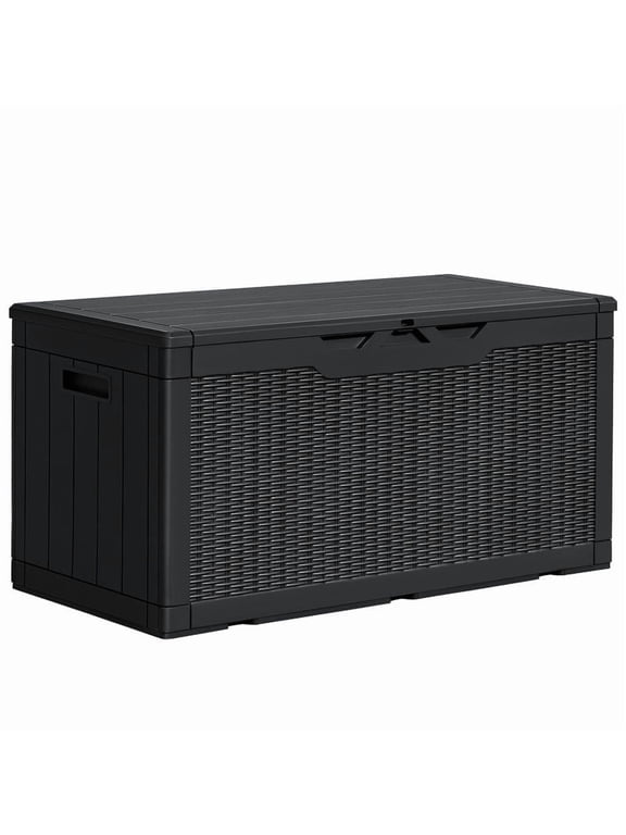100 Gallon Outdoor Patio Box Deck Plastic Resin Storage Box Backyard, Black
