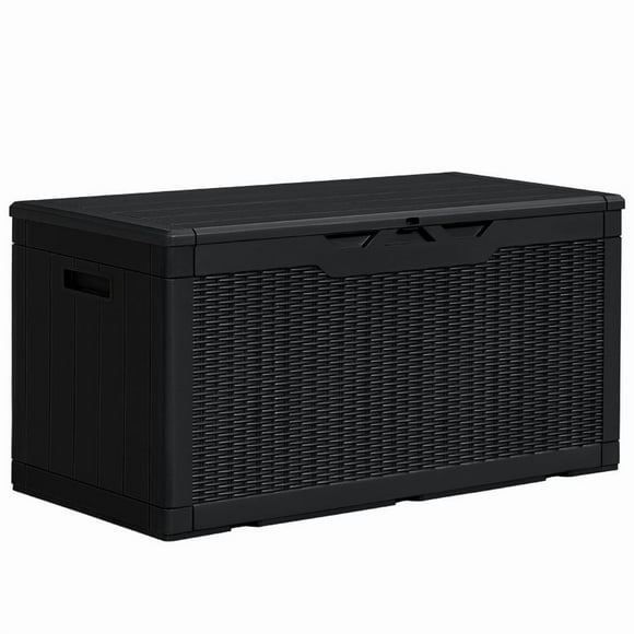 Homall 100 Gallon Outdoor Patio Box Deck Plastic Resin Storage Box Backyard, Black