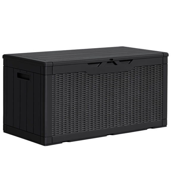 Homall 100 Gallon Outdoor Patio Box Deck Plastic Resin Storage Box Backyard, Black