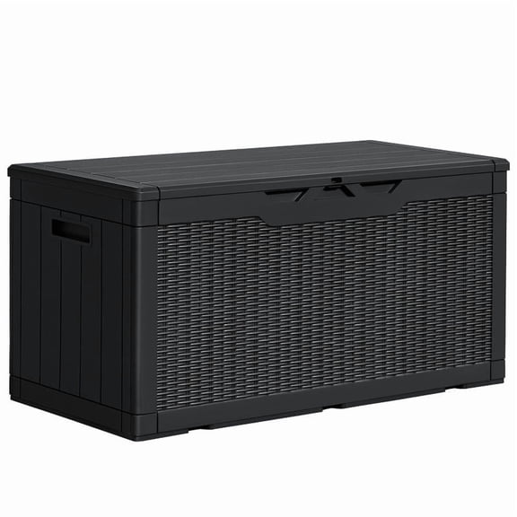 Homall 100 Gallon Outdoor Patio Box Deck Plastic Resin Storage Box Backyard, Black