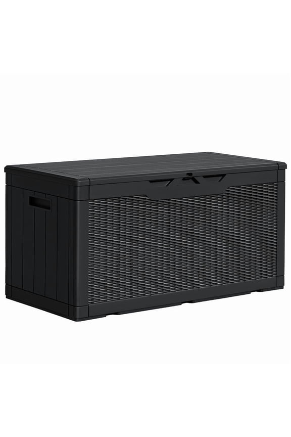 100 Gallon Outdoor Patio Box Deck Plastic Resin Storage Box Backyard, Black