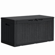 Homall 100 Gallon Outdoor Patio Box Deck Plastic Resin Storage Box Backyard, Black