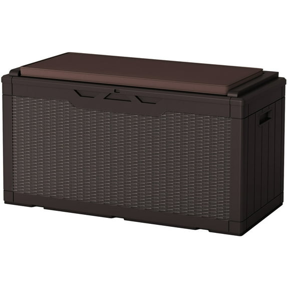 Homall 100-Gallon Outdoor Resin Deck Box for All-Weather Use Lockable Waterproof Storage Solution with Cushion Storage,Dark Brown