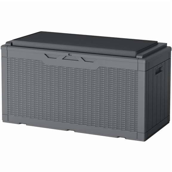 Homall 100-Gallon Outdoor Resin Deck Box for All-Weather Use Lockable Waterproof Storage Solution with Cushion Storage,Gray