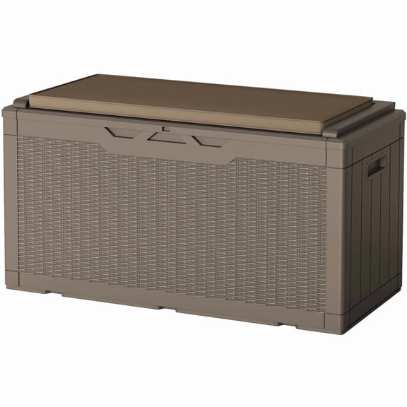 Homall 100-Gallon Outdoor Resin Deck Box for All-Weather Use Lockable Waterproof Storage Solution with Cushion Storage,Light Brown