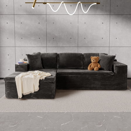 Homall 109" L-Shape Memory Foam Modular Sectional Sofa 3 Seat Oversized Upholstered Deep Seat Sofa Couch for Living Room,Bedroom and Apartment,Black