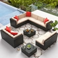 thumbnail image 1 of Homall 12 Pieces Rattan Patio Furniture Conversation Set Outdoor Sectional Sofa for Backyard,Beige, 1 of 10