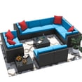 thumbnail image 1 of Homall 12 Pieces Rattan Patio Furniture Conversation Set Outdoor Sectional Sofa for Backyard,Blue, 1 of 10