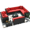 thumbnail image 1 of Homall 12 Pieces Rattan Patio Furniture Conversation Set Outdoor Sectional Sofa for Backyard,Red, 1 of 10