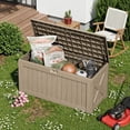 thumbnail image 1 of Homall 120 Gallon Outdoor Patio Box Deck Plastic Resin Storage Box Backyard, Light Brown, 1 of 7