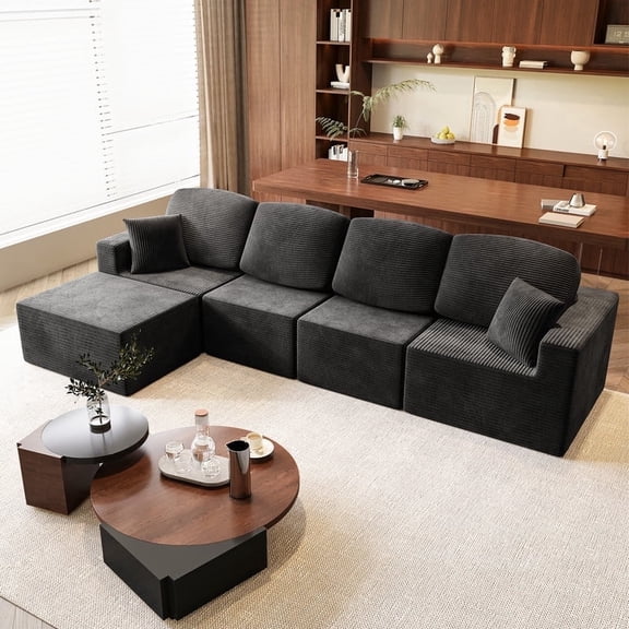 Homall 126" Modular Sectional Sofa L-Shaped Boneless No Assembly Required Cloud Couches with Deep Seat for Living Room
