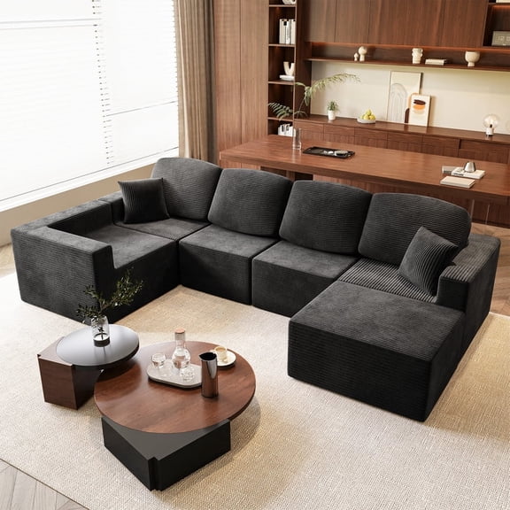 Homall 126" Modular Sectional Sofa U-Shaped Boneless No Assembly Required Cloud Couches with Deep Seat for Living Room