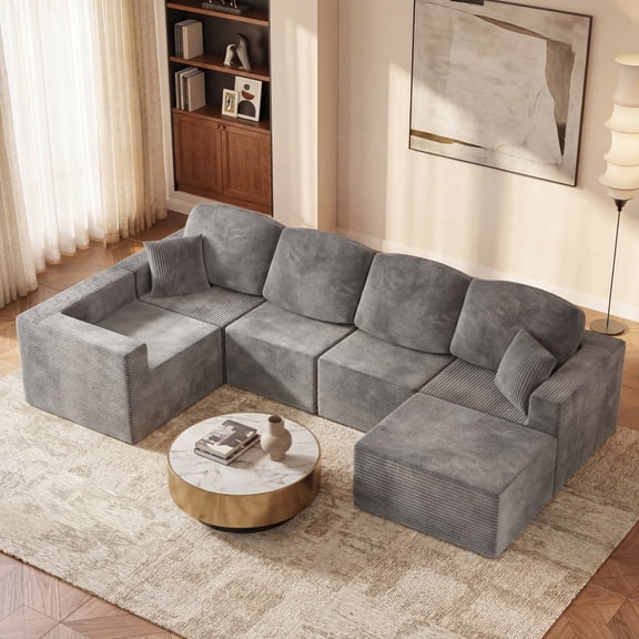 Homall 126" Modular Sectional Sofa U-Shaped Boneless No Assembly Required Cloud Couches with Deep Seat for Living Room