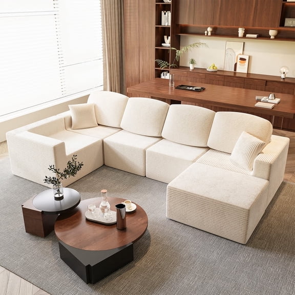 Homall 126" Modular Sectional Sofa U-Shaped Boneless No Assembly Required Cloud Couches with Deep Seat for Living Room