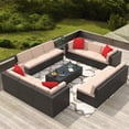 thumbnail image 1 of Homall 14 Pieces Rattan Patio Furniture Conversation Set Outdoor Sectional Sofa for Backyard,Beige, 1 of 10