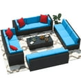 thumbnail image 1 of Homall 14 Pieces Rattan Patio Furniture Conversation Set Outdoor Sectional Sofa for Backyard,Blue, 1 of 10