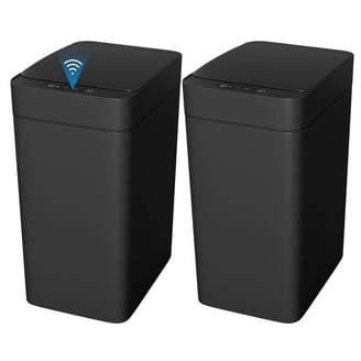 Sterilite 12.6 Gallon Locking StepOn Wastebasket, Black Lid & Base