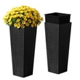 thumbnail image 1 of Homall 2-Pack 24" Tall Outdoor Plastic Planters with Inside Pots, Rattan - Patterned for Patio Decor, 1 of 7