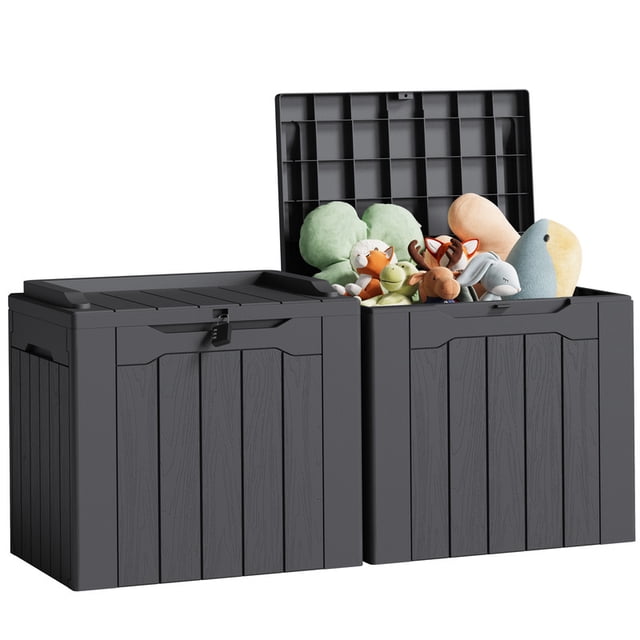Homall 2 Pack 31 Gallon Deck Box, Lockable Resin Outdoor Storage Box ...