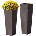 thumbnail image 1 of Homall 2-Pack 32" Tall Outdoor Plastic Planters with Inside Pots, Rattan - Patterned for Patio Decor, 1 of 7