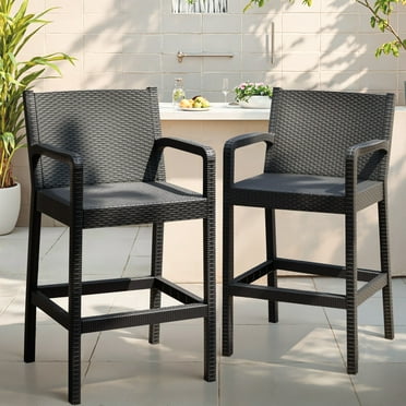 Homall 2-Pack Outdoor Bar Stools, High Back Bar Chairs with Textured Seat for Patio Pool