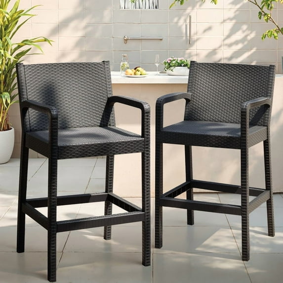 Homall 2-Pack Outdoor Bar Stools, High Back Bar Chairs with Textured Seat for Patio Pool