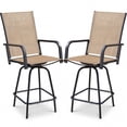 thumbnail image 1 of Homall 2-Piece Beige Bar Height Patio Stools – 360° Swivel Textilene Outdoor Chairs, Weather-Resistant Steel Frame for Balcony, Garden & Poolside, 1 of 7