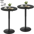 thumbnail image 1 of Homall 2 Pieces Bar Table Height Adjustable Bistro Pub Table Cocktail Round Table with Metal Base, Black/Black, 1 of 7