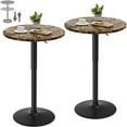 thumbnail image 1 of Homall 2 Pieces Bar Table Height Adjustable Bistro Pub Table Cocktail Round Table with Metal Base, Faux Marble/Black, 1 of 7