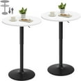 thumbnail image 1 of Homall 2 Pieces Bar Table Height Adjustable Bistro Pub Table Cocktail Round Table with Metal Base, White/Black, 1 of 7