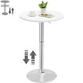 thumbnail image 1 of Homall 2 Pieces Bar Table Height Adjustable Bistro Pub Table Cocktail Round Table with Metal Base, White/Sliver, 1 of 7