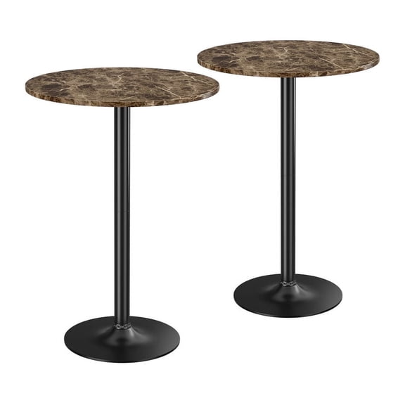 Homall 2-Pieces Bistro Pub Table Round Bar Height Cocktail Table Metal Base MDF Top Obsidian Table with Black Leg 23.8-Inch Top, 39.5-Inch Height, Faux Marble