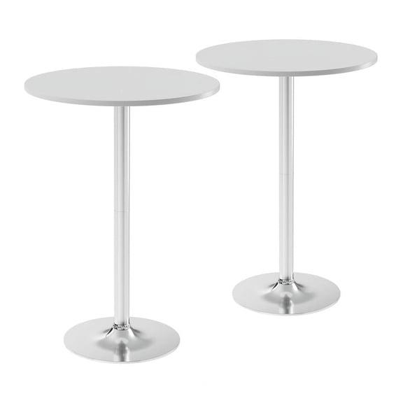 Homall 2-Pieces Bistro Pub Table Round Bar Height Cocktail Table Metal Base MDF Top Obsidian Table with Black Leg 23.8-Inch Top, 39.5-Inch Height, White & Silver
