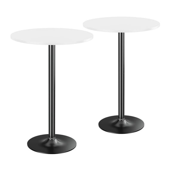 Homall 2-Pieces Bistro Pub Table Round Bar Height Cocktail Table Metal Base MDF Top Obsidian Table with Black Leg 23.8-Inch Top, 39.5-Inch Height, White
