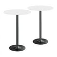 thumbnail image 1 of Homall 2-Pieces Bistro Pub Table Round Bar Height Cocktail Table Metal Base MDF Top Obsidian Table with Black Leg 23.8-Inch Top, 39.5-Inch Height, White, 1 of 8