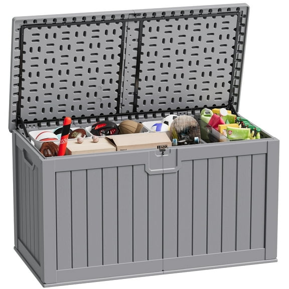 Homall 230 Gallon Outdoor Resin Deck Box ,Lockable, with Side Handles & Hydraulic Rod, Ideal for Patio, Garden, Poolside