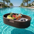 thumbnail image 1 of Homall 25.59×15.75×7.1in Rattan Floating Pool Tray Wicker Serving Tray for Food Drinks Floats for Spas Pool Parties, Brown, 1 of 7