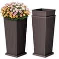 thumbnail image 1 of Homall 24" Tall Plastic Planter Set of 2 with Inside Pots, Drainages and Trays, for Outdoor and Indoor, 1 of 7