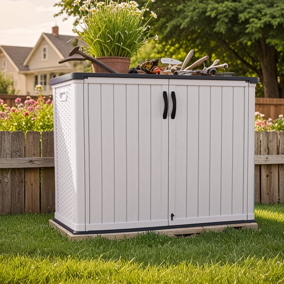 Homall 26 Cu.ft Resin Outdoor Storage Shed - Waterproof, Lockable & Sturdy Floor for Patio/Garden, White