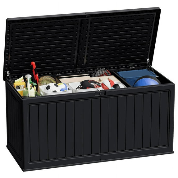 Homall 260 Gallon Outdoor Resin Deck Box ,Lockable, with Side Handles & Hydraulic Rod, Ideal for Patio, Garden, Poolside