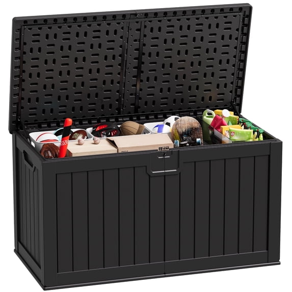 Homall 230 Gallon Outdoor Resin Deck Box ,Lockable, with Side Handles & Hydraulic Rod, Ideal for Patio, Garden, Poolside