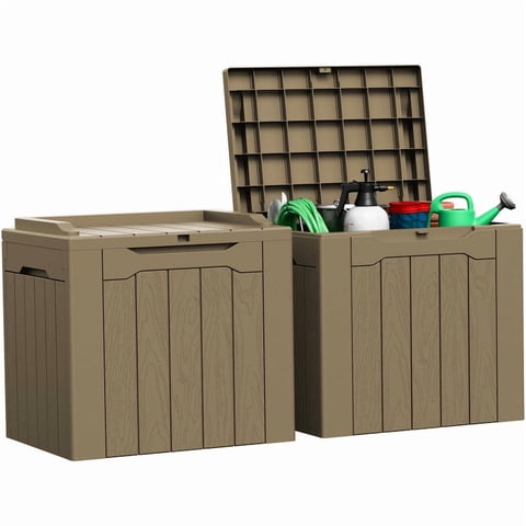 Homall 2PCS 31 Gallon Outdoor Deck Box In Resin with Seat