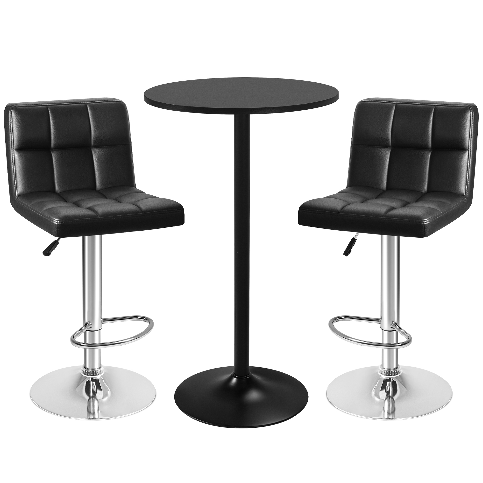 Homall 3 Piece Bar Table Set, Modern Counter Height Dining Round Table