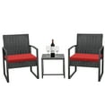 thumbnail image 1 of Homall 3-Piece Casual Bistro Set with Wicker Chairs and Coffee Table for Patio Furniture, Black/Red, 1 of 7