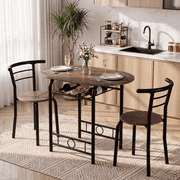Homall 3-Piece Dining Table Set, Small Dining Table for 2, Modern Dining Set for Small Spaces, Dining Room, Kitchen, Walnut