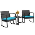 thumbnail image 1 of Homall 3 Pieces Outdoor Rocking Chairs, PE Rattan Chairs with Cushions and Coffee Table Conversation Set, 1 of 7