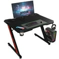 thumbnail image 1 of Homall 32 Inches Z-Shaped Gaming Desk Carbon Fiber Surface Desk with Cup Holder & Headphone Hook, Black, 1 of 7