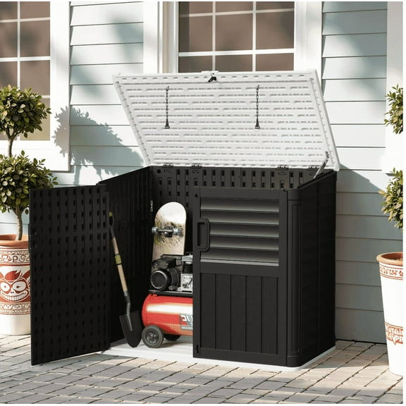 Homall 35 Cu ft Resin Outdoor Storage Shed - Locking Latch, Double Doors, Heavy - Duty Floor, Ideal for Patio & Backyard Garden Storage
