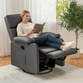 thumbnail image 1 of Homall 360° Massage Swivel Rocker Recliner Small Rocking PU Leather Chairs with Side Pockets for Small Spaces,Gray, 1 of 7