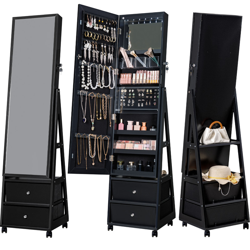 Homall 360° Swivel Jewelry Armoires With Wheels Lockable